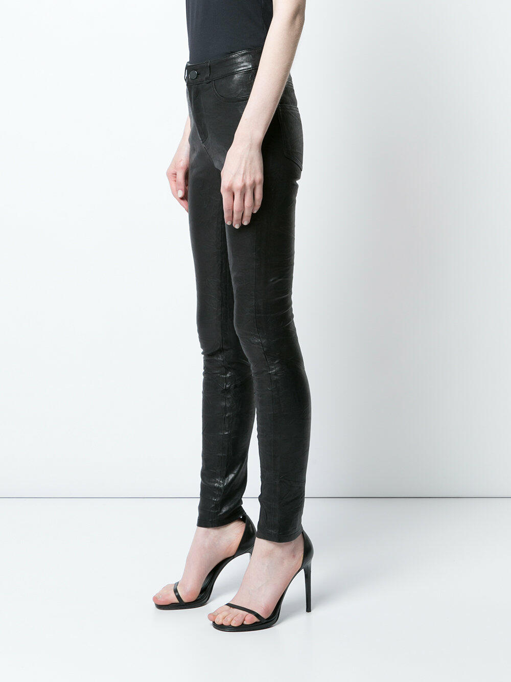 Paige - Hoxton Black Stretch Leather Skinny Pant