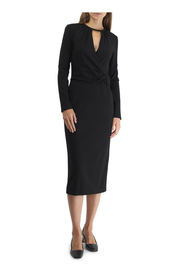 Giorgio Armani - Black Keyhole Milano Jersey Midi Dress 