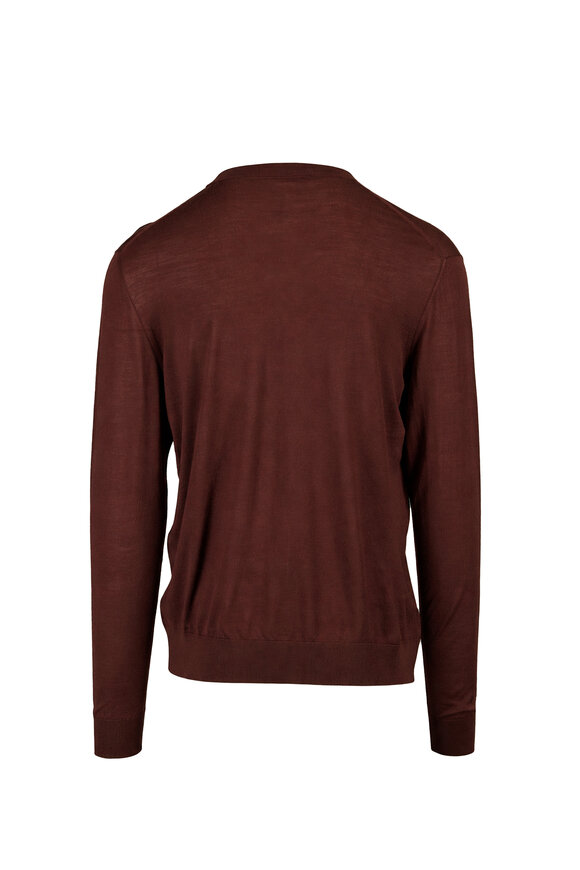 Kiton Burgundy Wool Crewneck Sweater - view 3