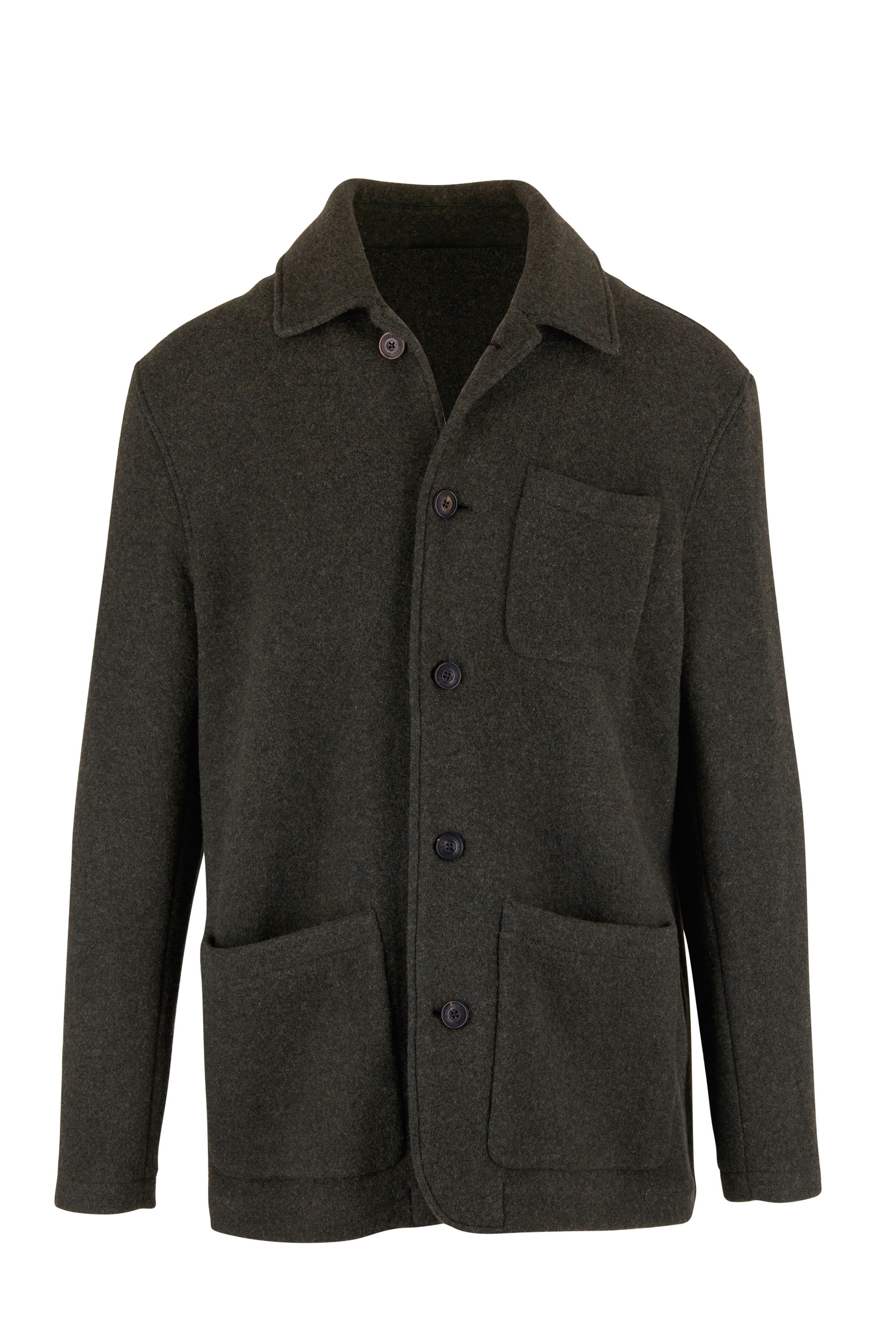 Faherty Brand Olive Reverse Knit Chore Coat Mitchell Stores
