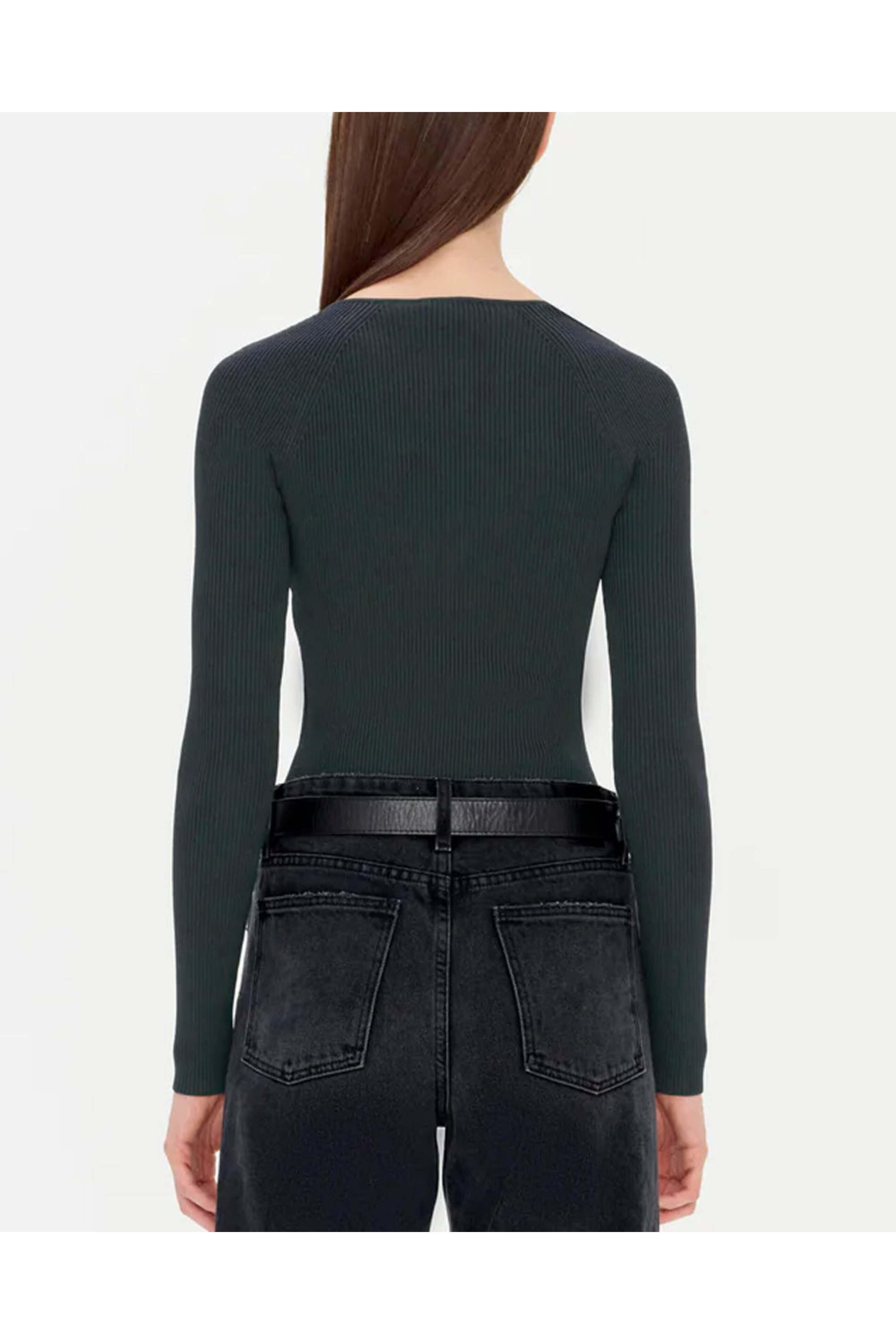 Simkhai - Emerald Giuliana Long Sleeve Sweetheart Top