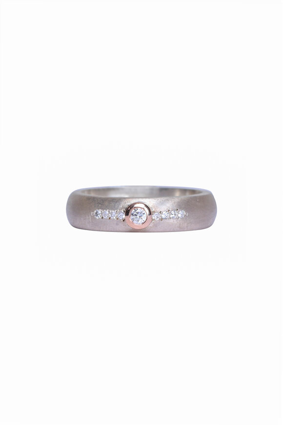 .925Suneera Mixed Metal Diamond Band Ring
