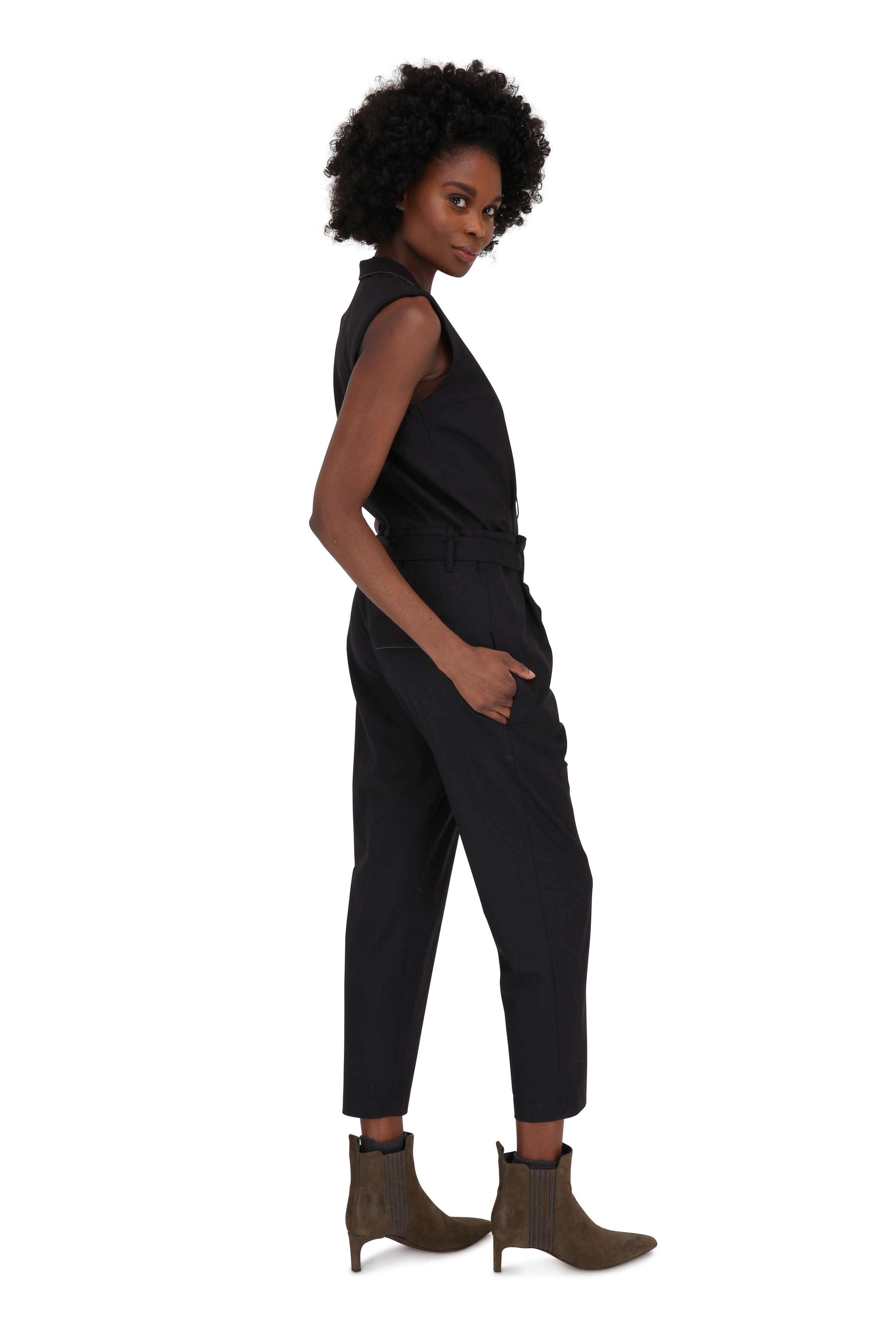 Brunello Cucinelli - Black Wool Monili Trim Jumpsuit