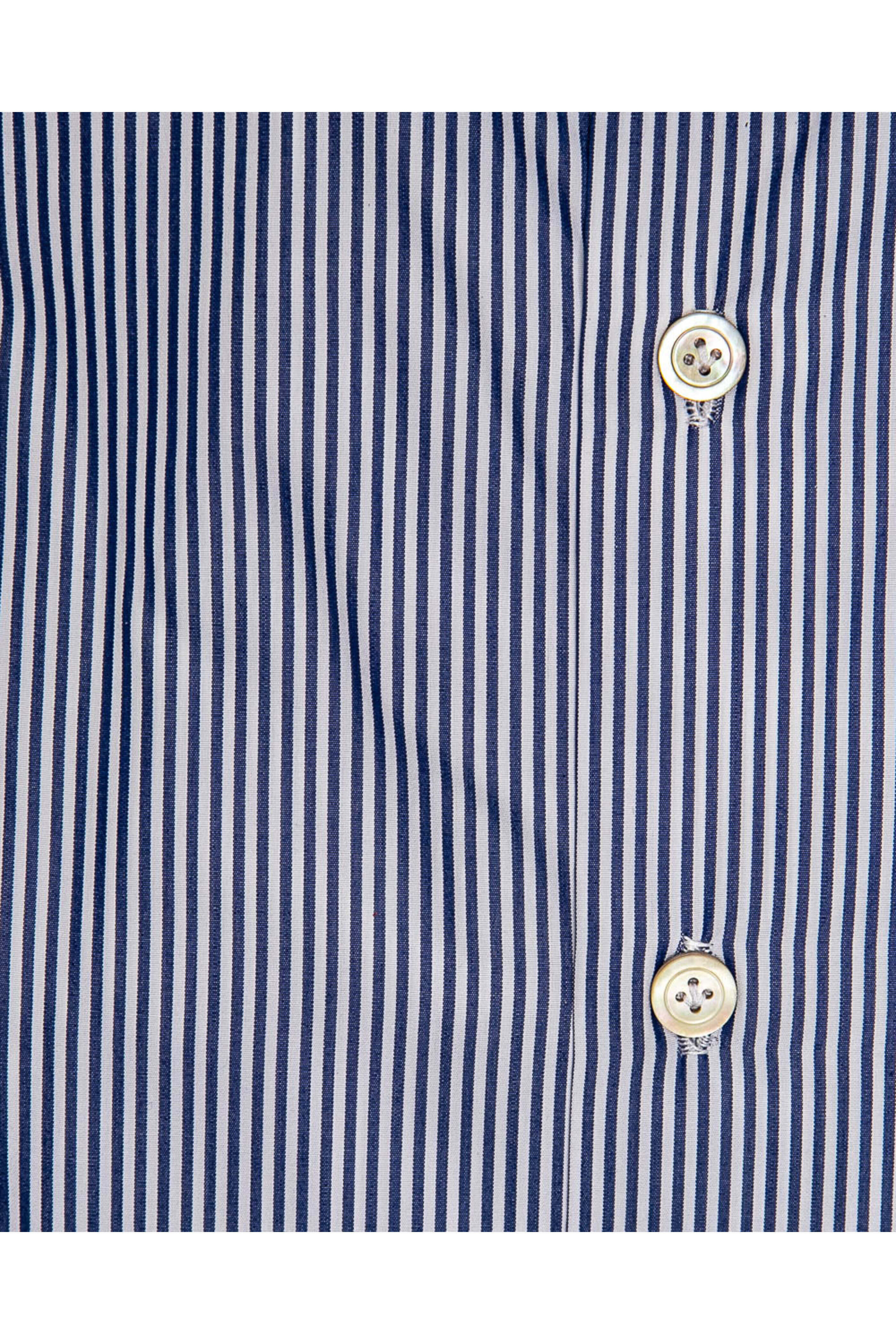Kiton - Navy and White Striped Dress Shirt