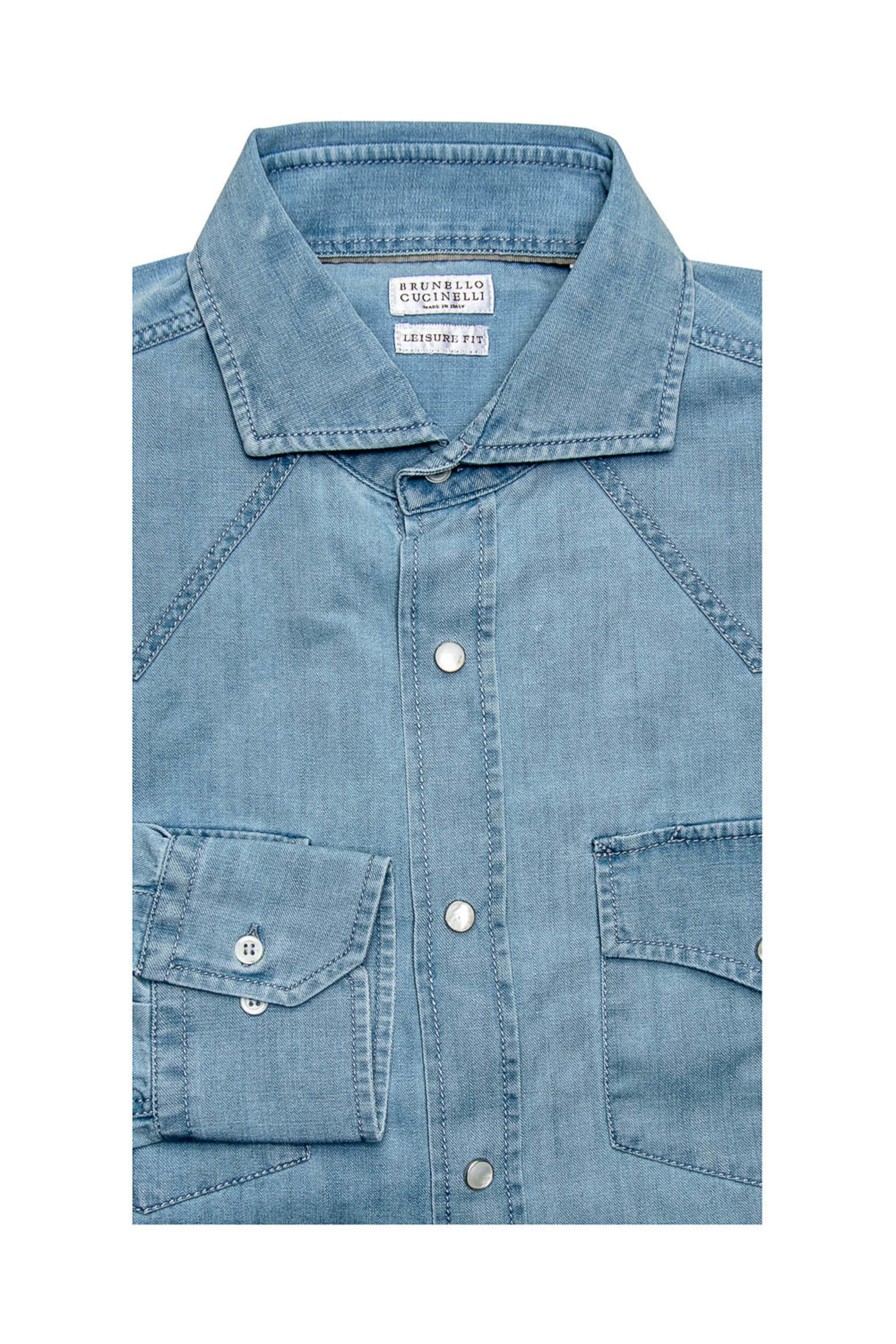 Brunello Cucinelli - Light Wash Western Denim Shirt