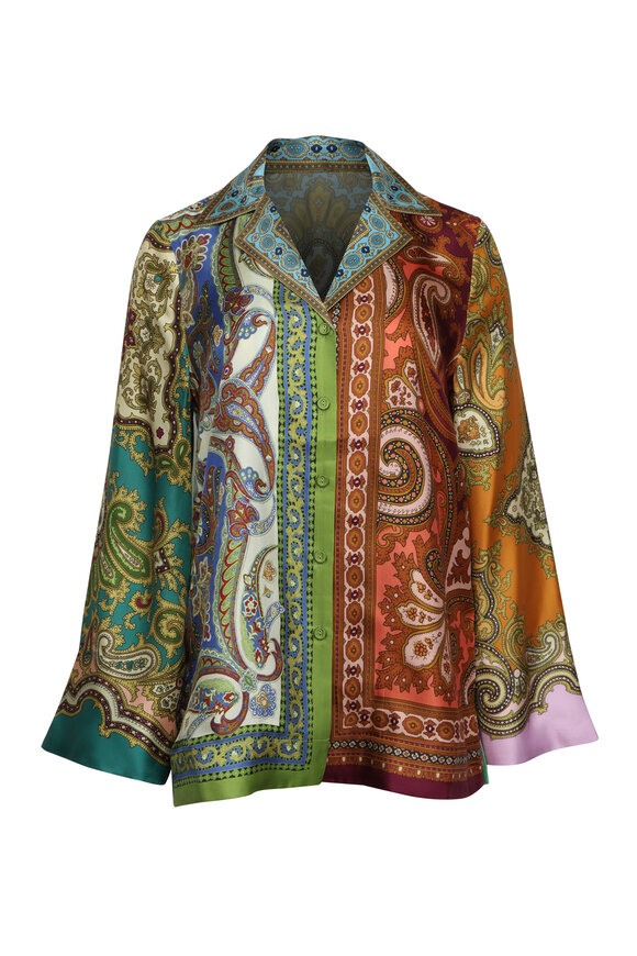 Alémais Clemenza Multicolor Spliced Silk Shirt