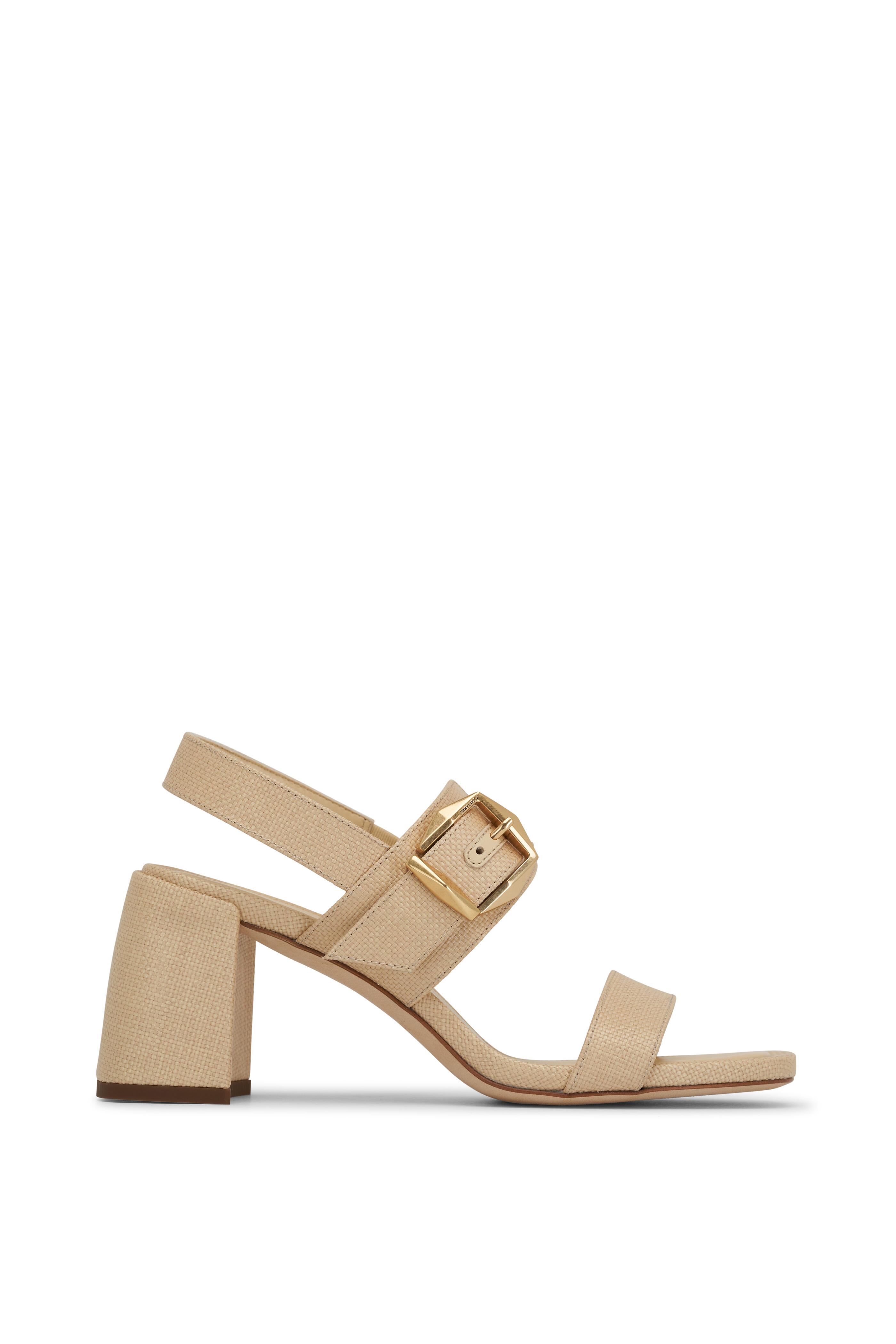 Jimmy Choo - Hawke Diamond Buckle Raffia Sandal, 70mm