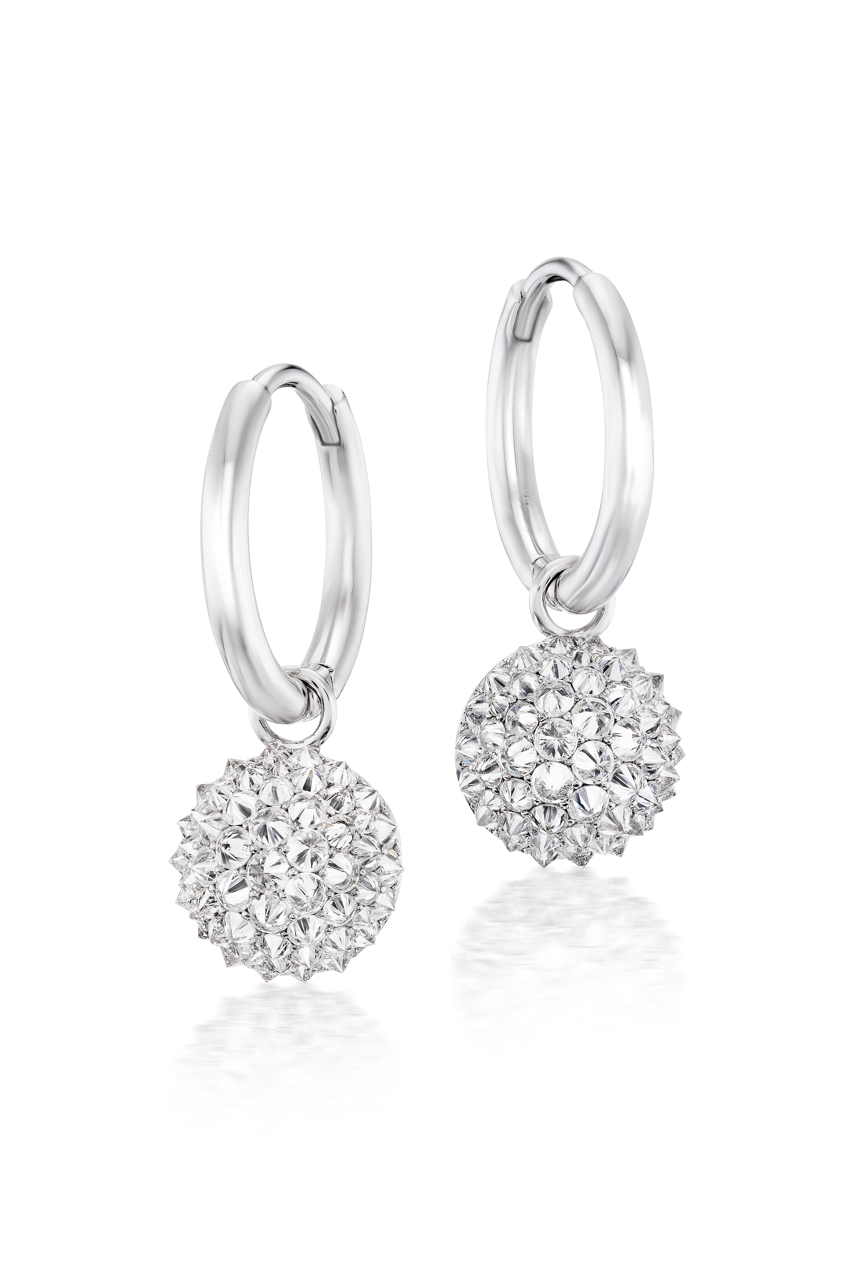 Nam Cho - 18k White Gold Diamond "Spike" Ball & Hoop Earring