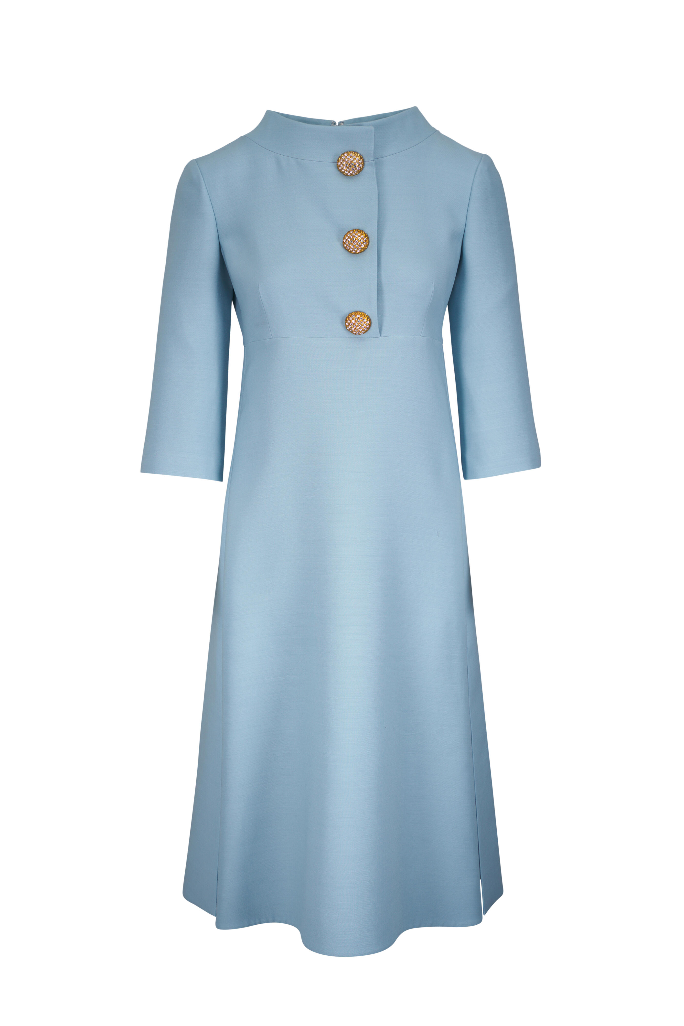 Valentino - Light Blue Crepe Couture Midi Dress