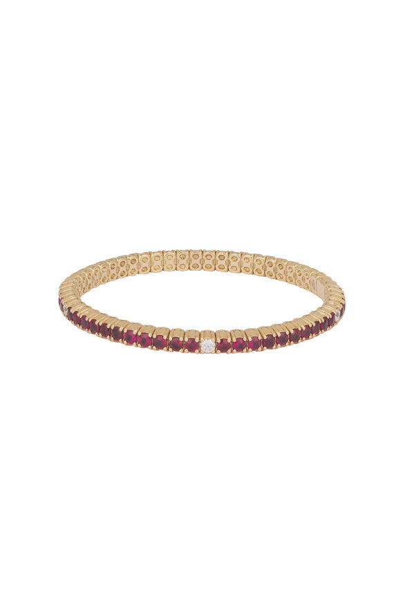 ZYDO 18k Rose Gold Diamond & Ruby Single Row Bracelet - view 1