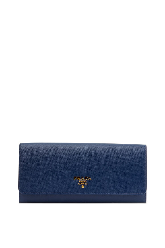 Prada - Blue Saffiano Leather Chain Wallet