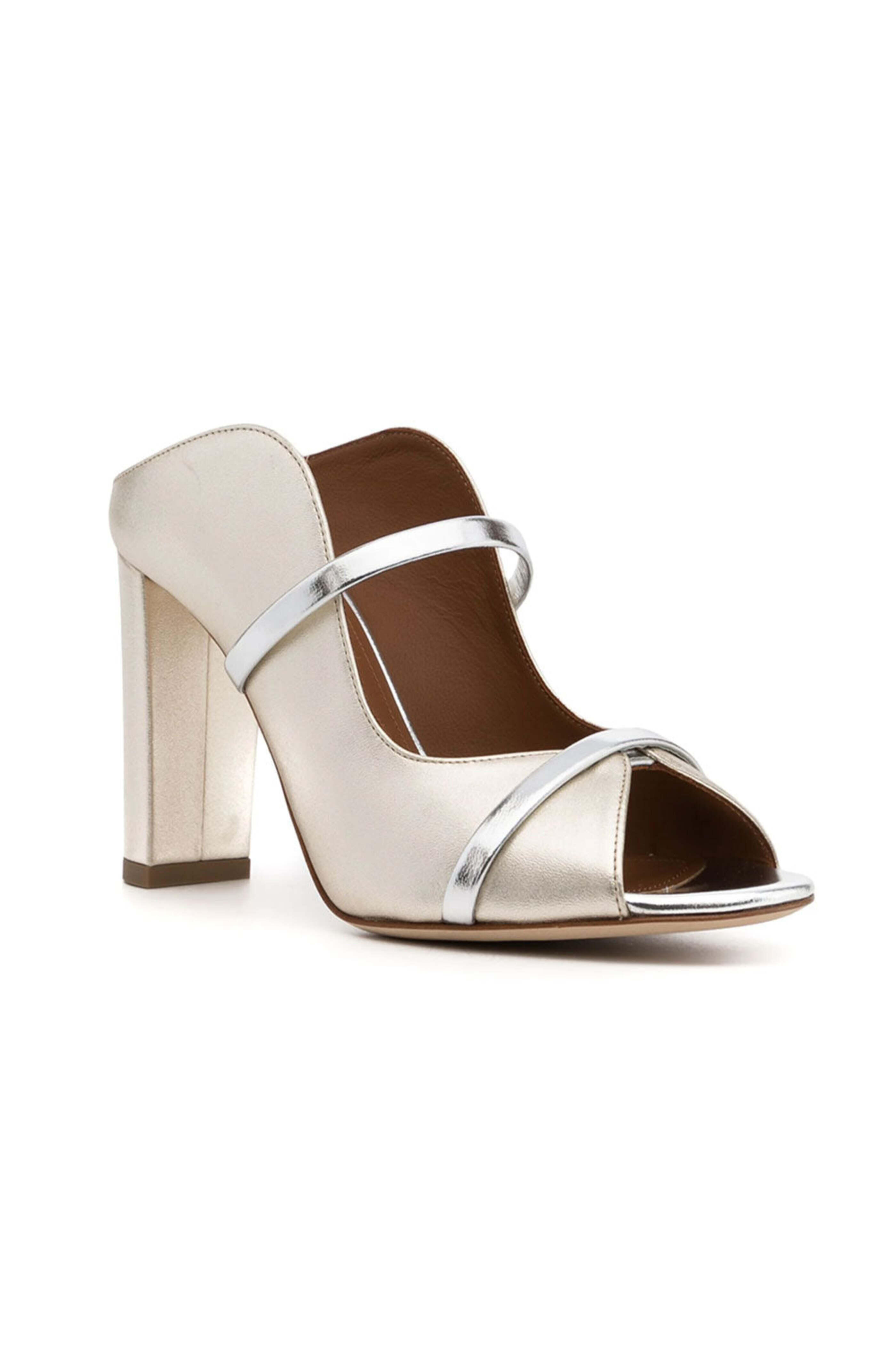 Malone Souliers - Nora Metallic Mule in Platino and Silver