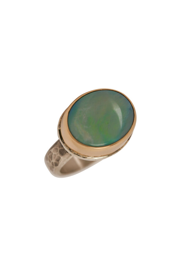 Tina Negri Lightening Ridge Blue Opal Cocktail Ring