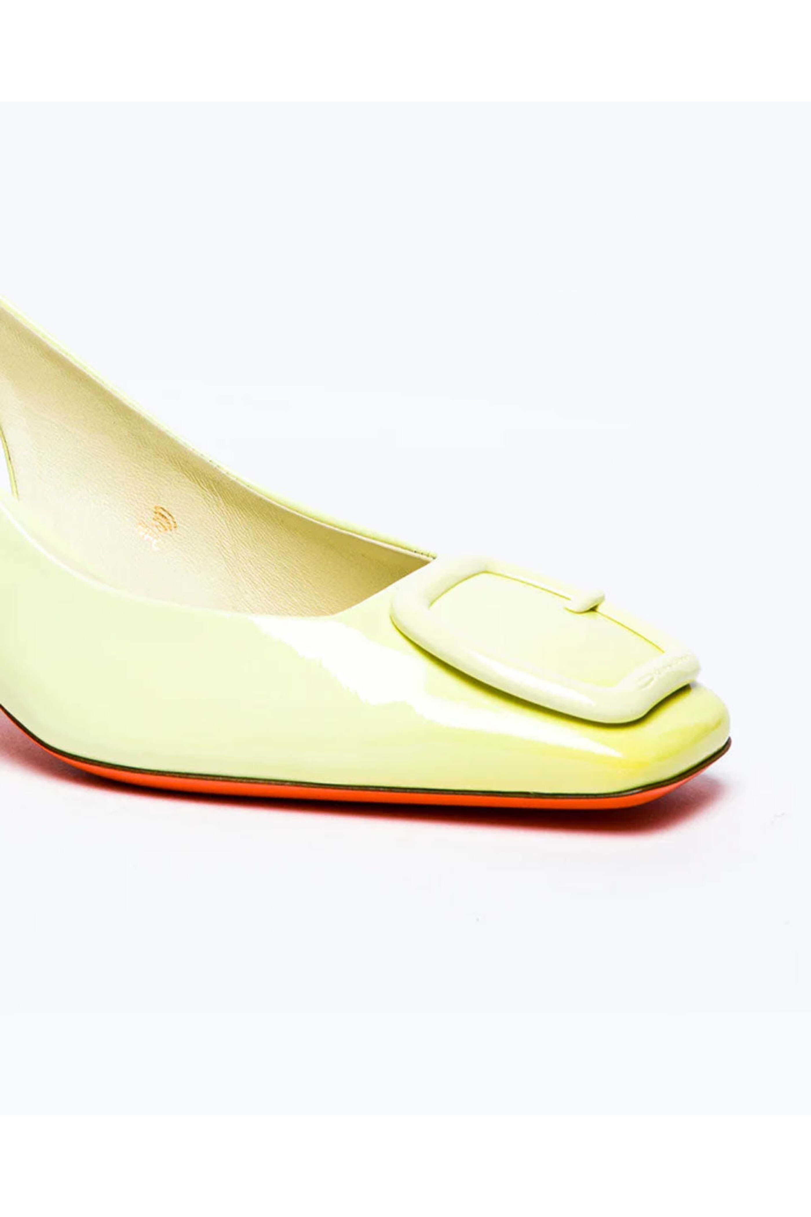 Santoni - Lemon Slingback Low Block Heel in Yellow
