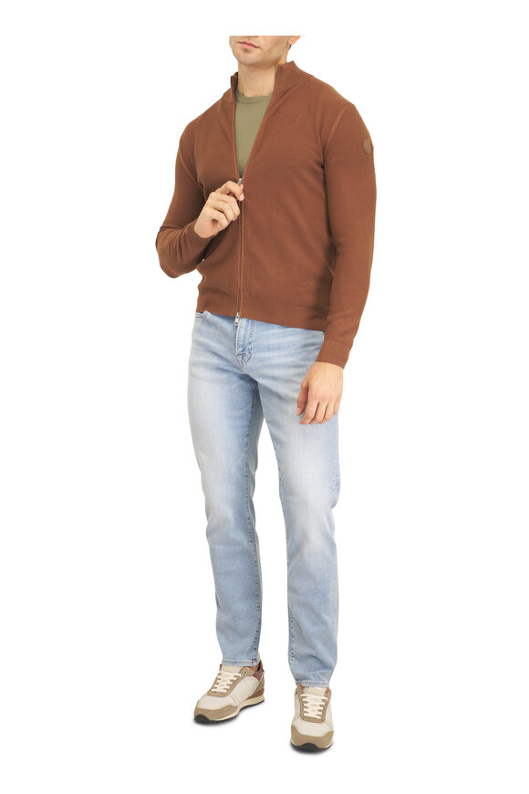Moncler Caramel Cotton Zip Up Cardigan - view 2