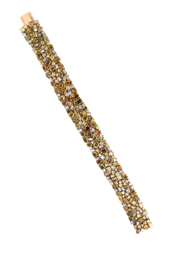 Oscar Heyman Gold & Platinum Fancy Colored Diamond Bracelet - view 2