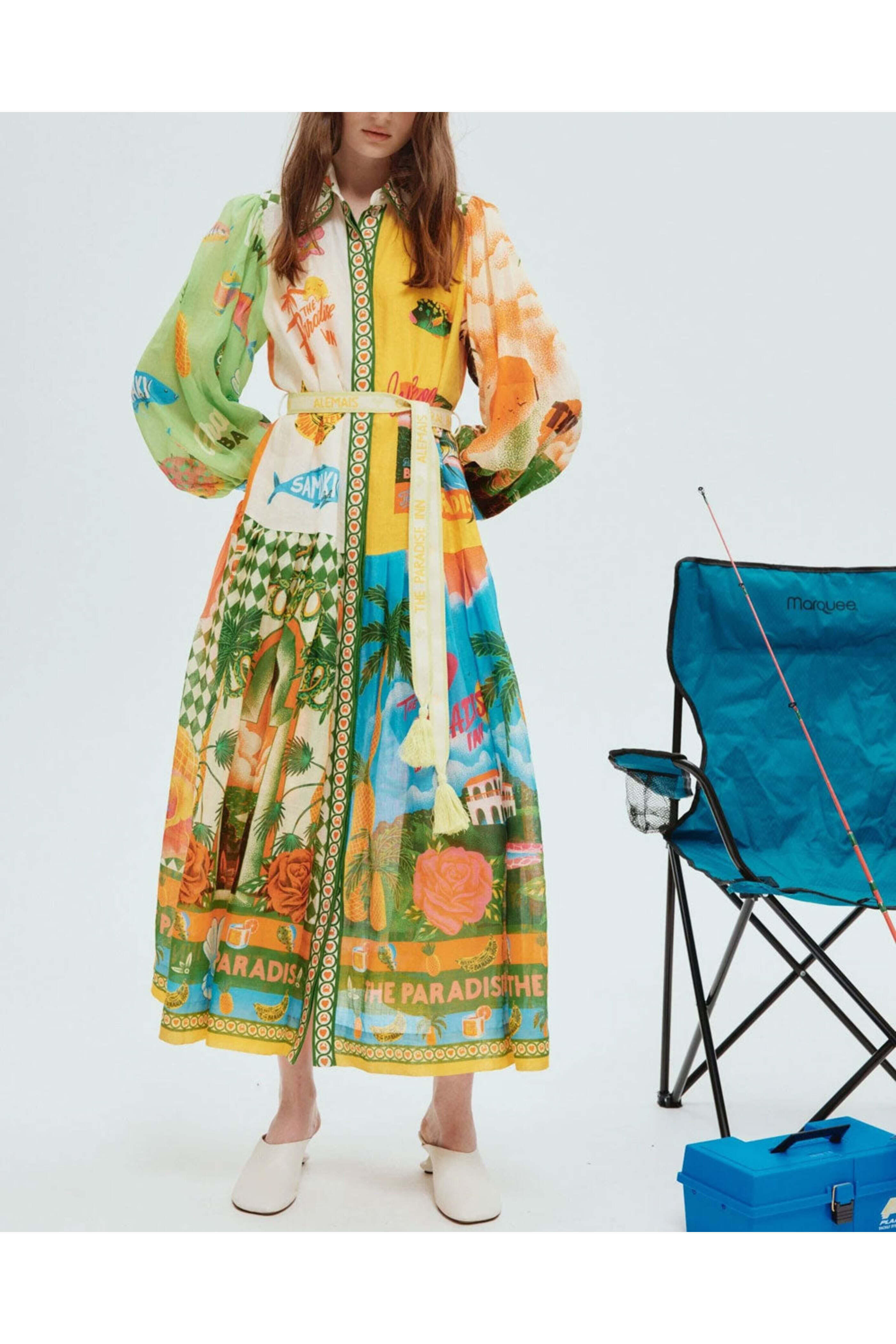 almais paradiso linen midi dress Almais Paradiso printed linen maxi dress ALMAIS
