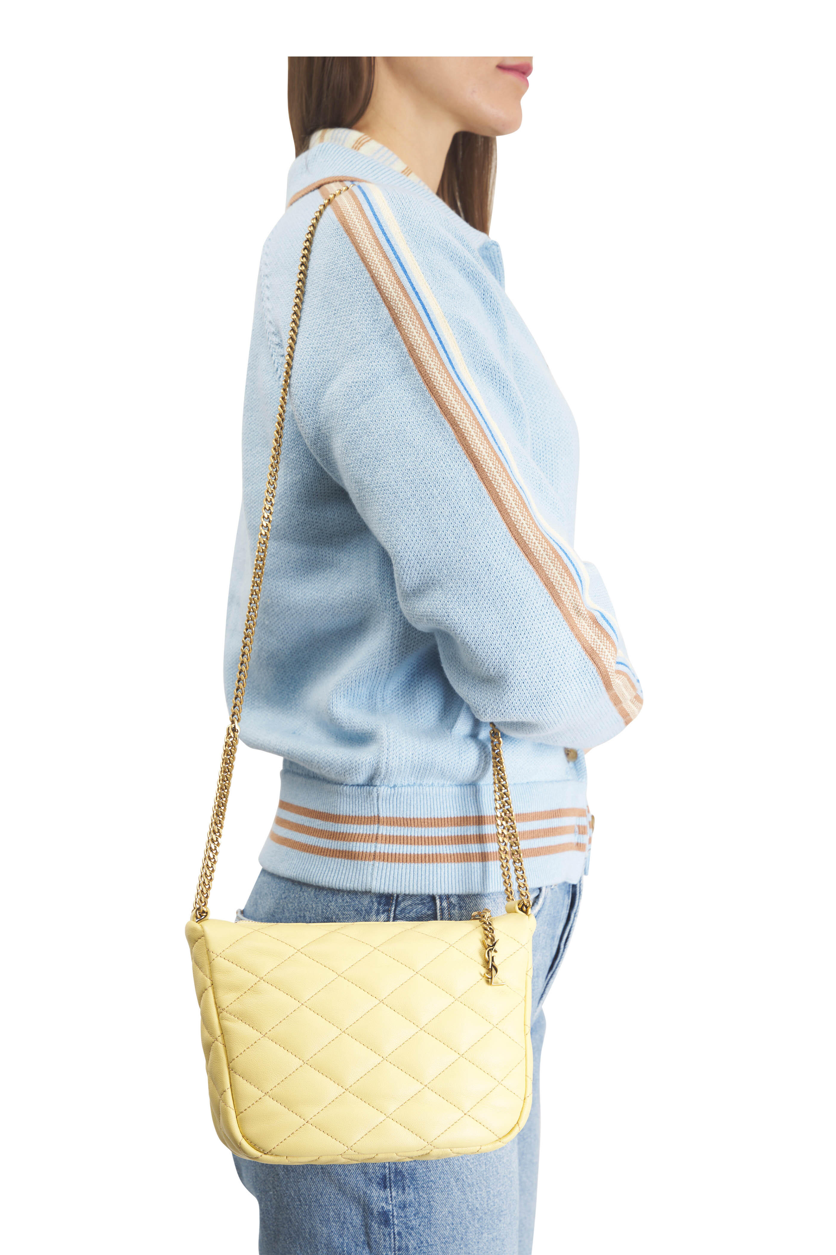 Saint Laurent - Mini Cassandre Yellow Quilted Leather Hobo Bag