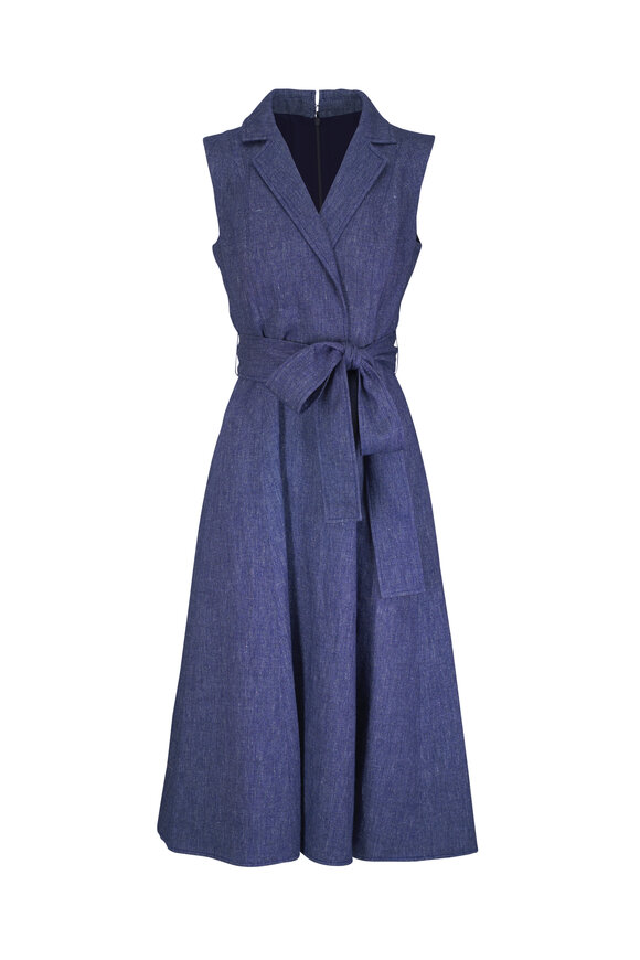 Carolina Herrera Dark Blue Sleeveless Midi Trench Dress - view 1