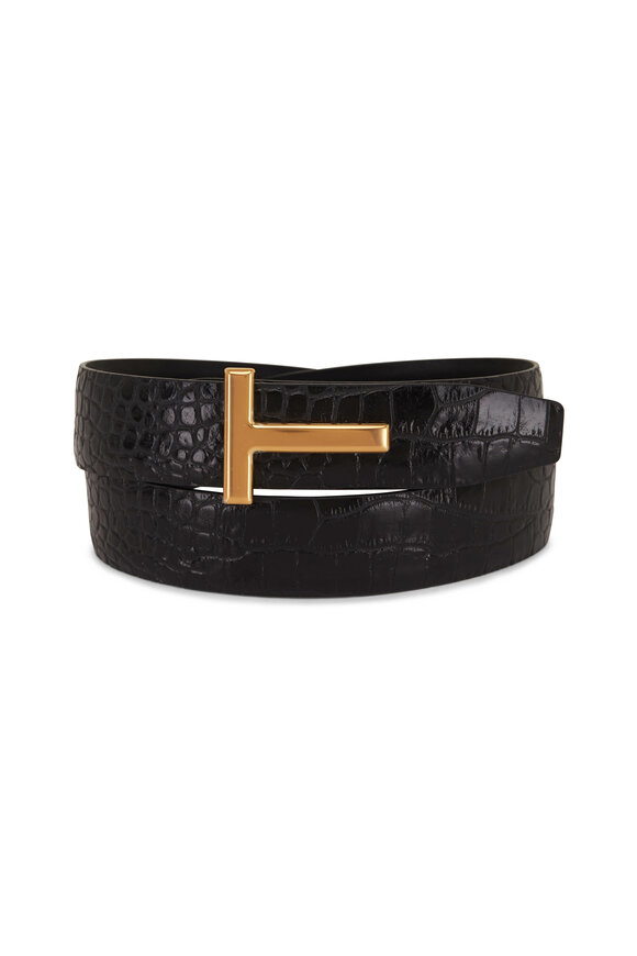 Tom Ford - T Black Leather Reversible Belt
