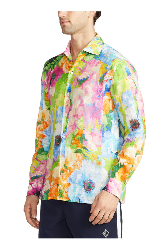 Ralph Lauren Purple Label - Painted Floral Linen Button Down Shirt 