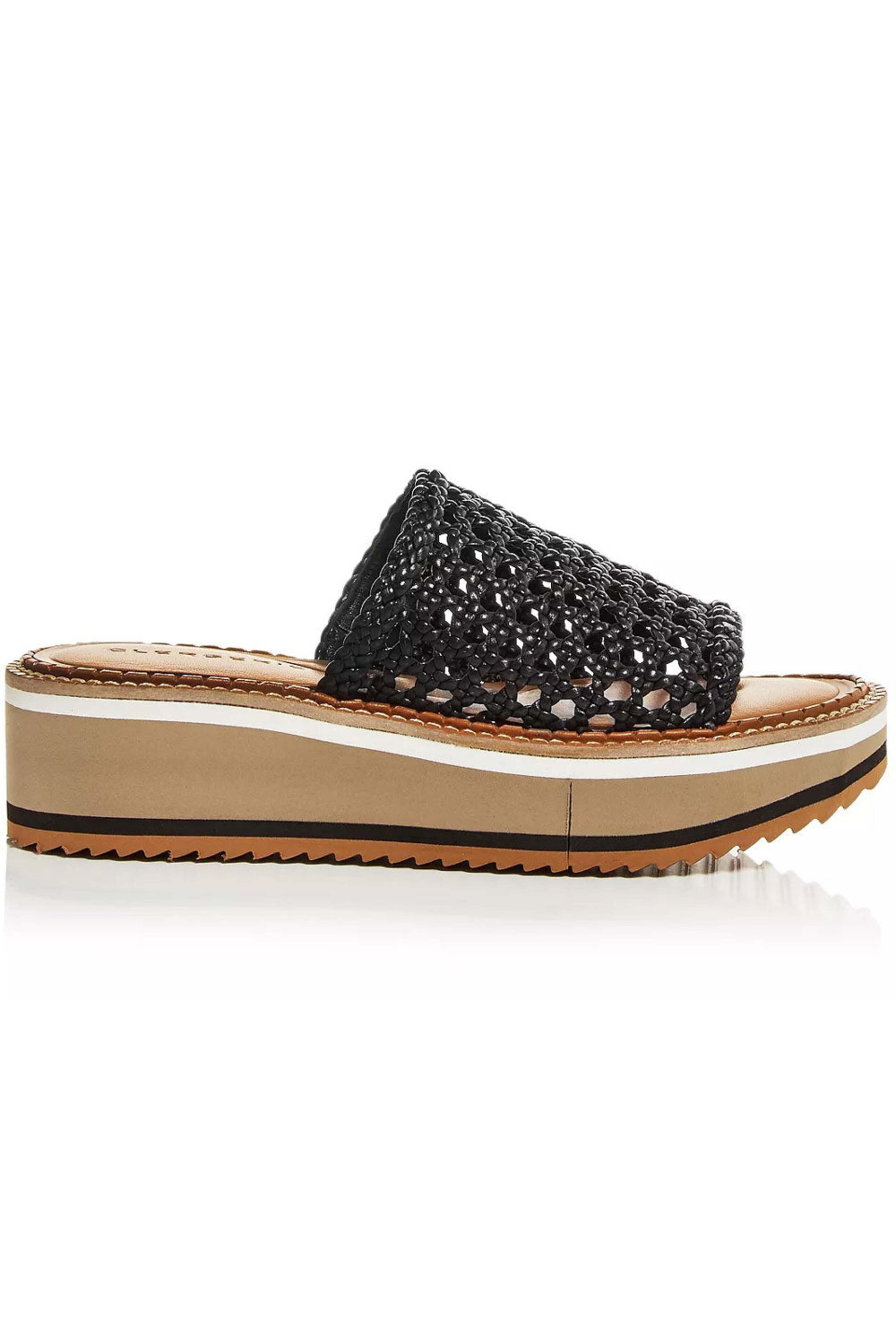 Robert Clergerie - Fausta Woven Wedge Slide Sandal in Black