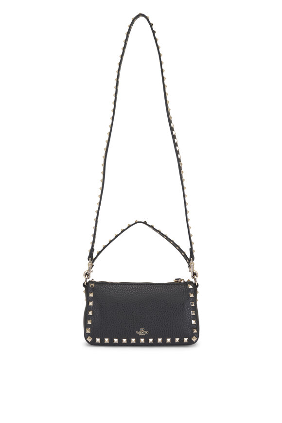 Valentino Garavani Small Rockstud Black Grainy Leather Crossbody Bag - view 2