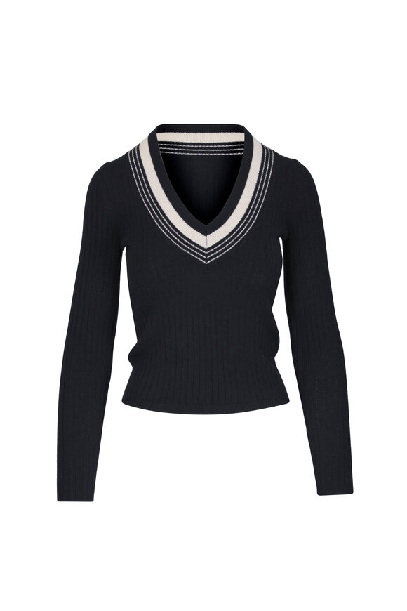 Nili Lotan Aziel Black & Ivory Cashmere Sweater - view 1