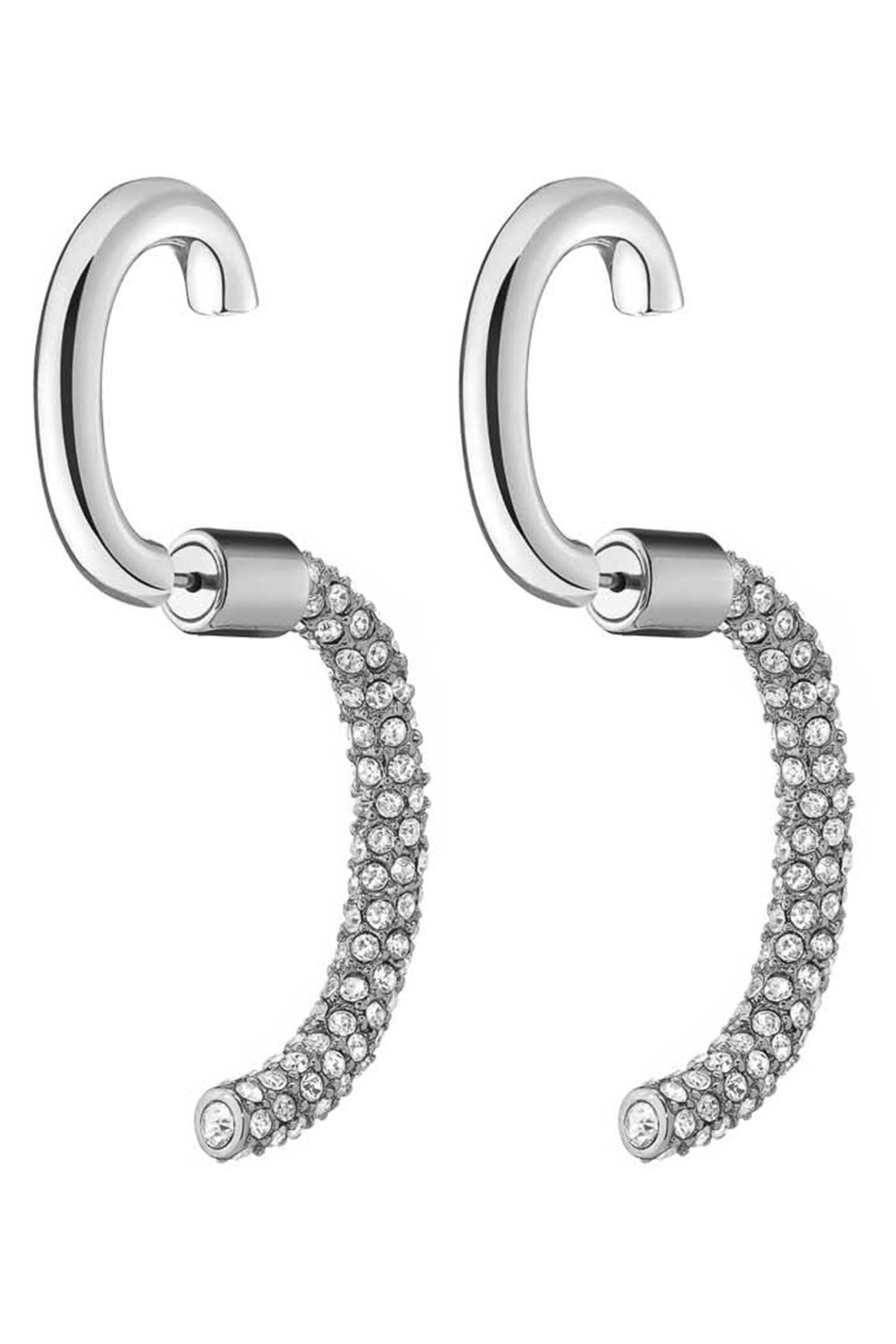 Demarson - Silver Swarovski Crystal Luna Convertible Hoops