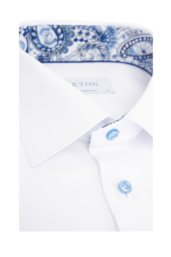 Eton - White Solid Jacquard Contemporary Dress Shirt 