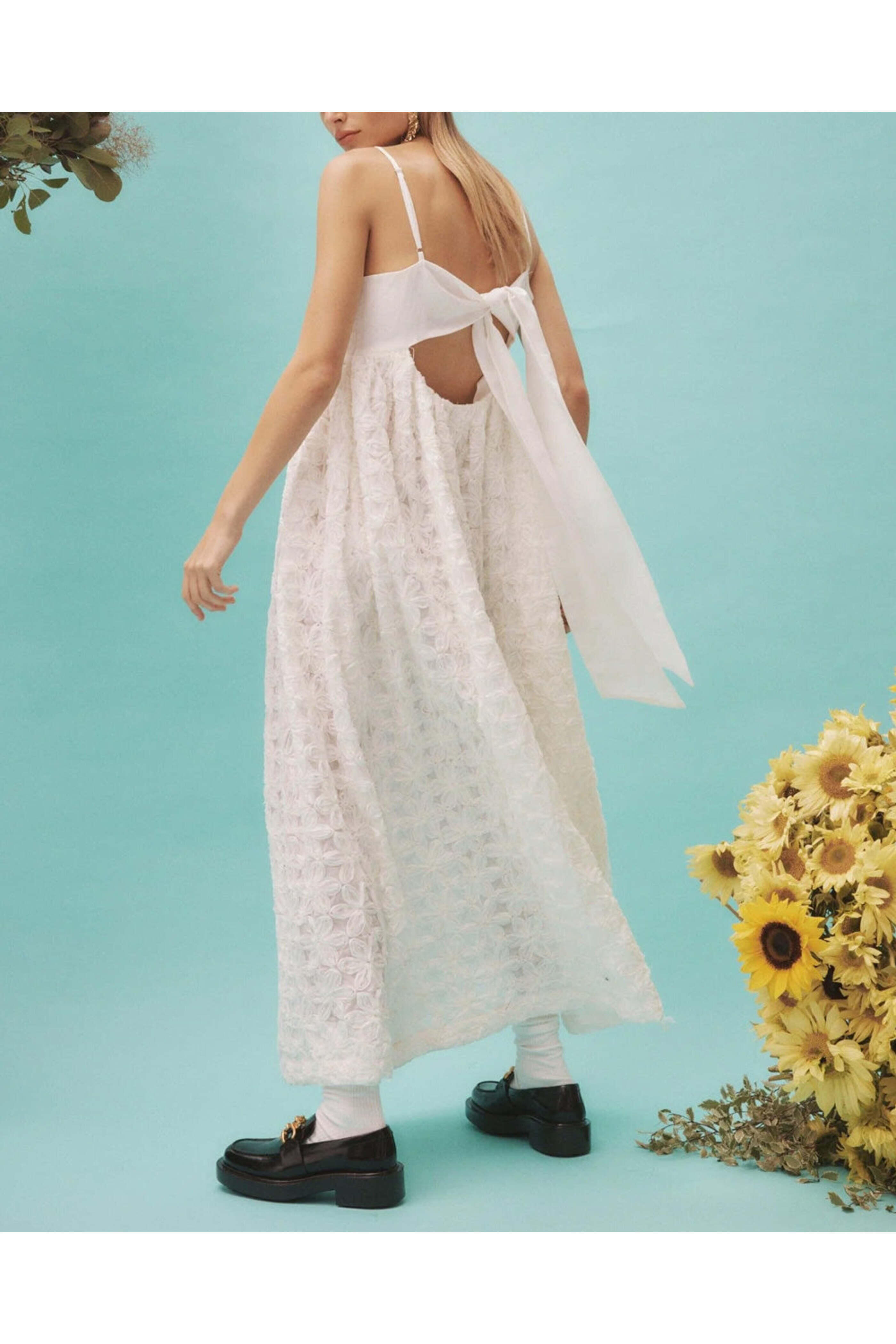 Alémais - Cream Embroidered Iggy Midi Dress