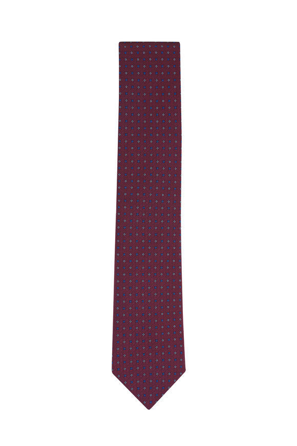 Canali Rust Geometric Silk Necktie - view 1