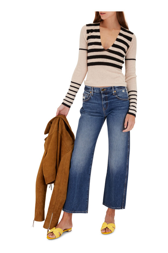 Khaite - Ivy Cream & Black Stripe Sweater