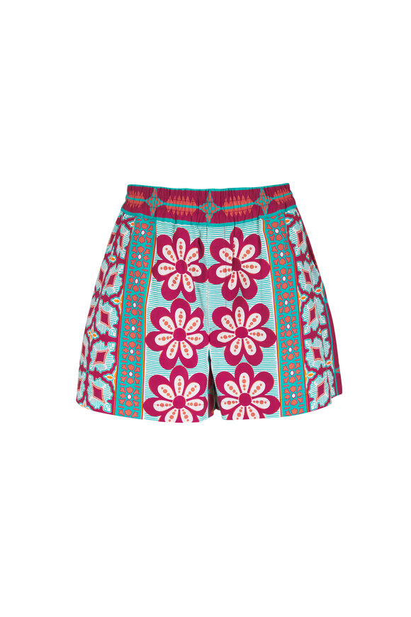 La DoubleJ Pagoda Placée Rust Cotton Poplin Pull-On Shorts - view 1