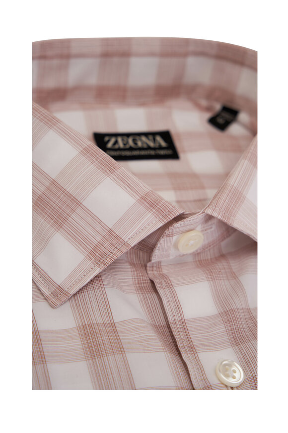 Zegna - Tan & White Check Cotton Sport Shirt