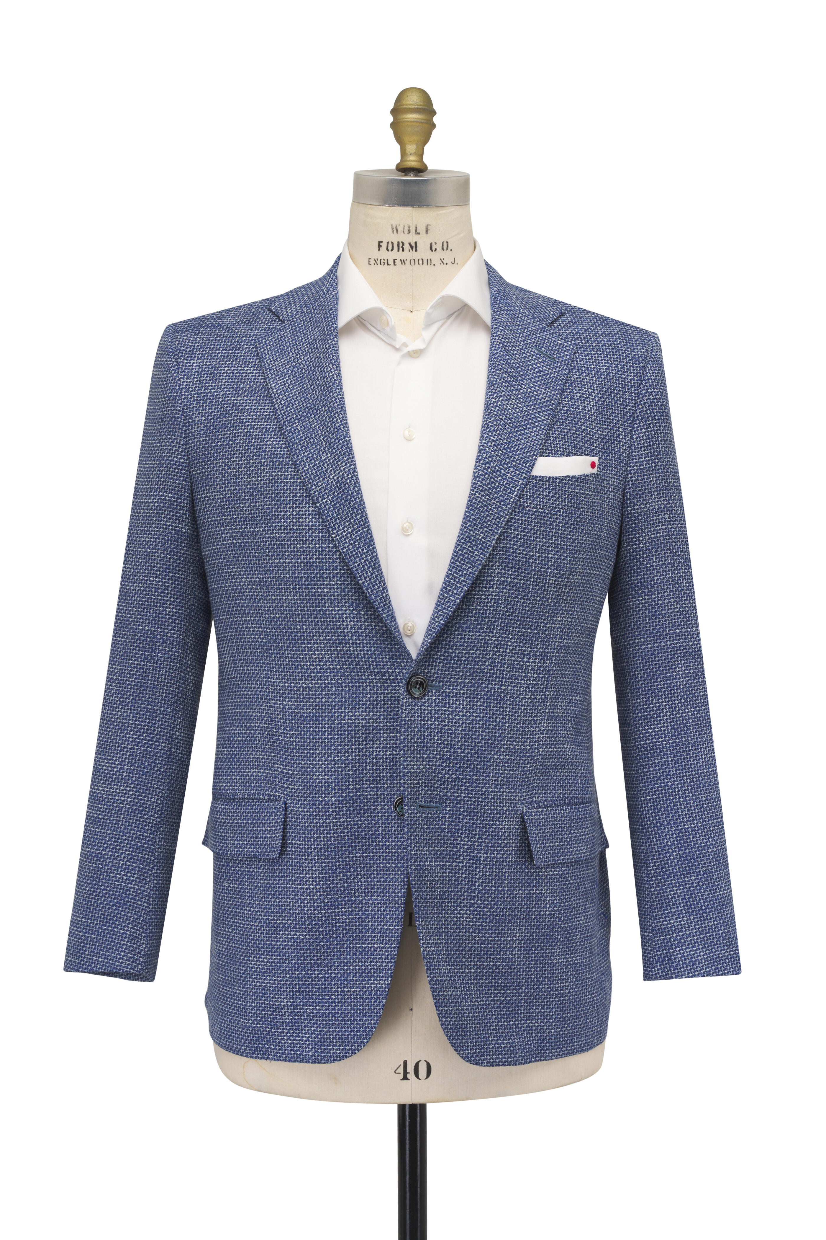 Kiton - Blue & White Wool & Silk Sportcoat