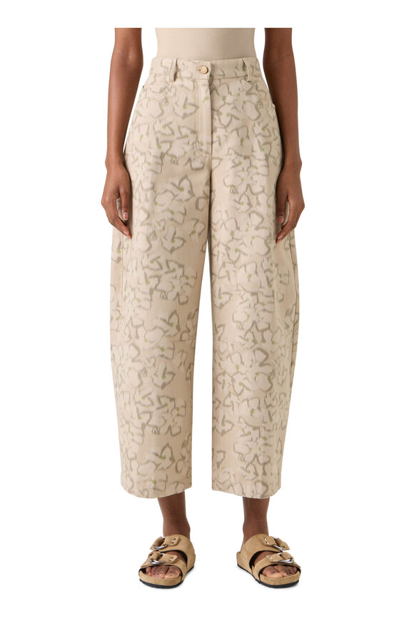 Akris Punto Farrow Beige Ikat Flower Print Barrel Pant - view 2