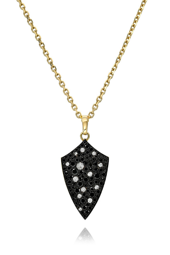 Dru XL Black & White Diamond Sheild Pendant Necklace - view 1