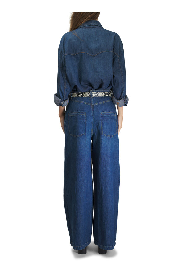 TWP - Greene Street Dark Wash Denim Wide Leg Pant