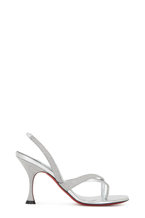 Christian Louboutin Taralita Silver Glitter Slingback Sandal, 85mm - view 2