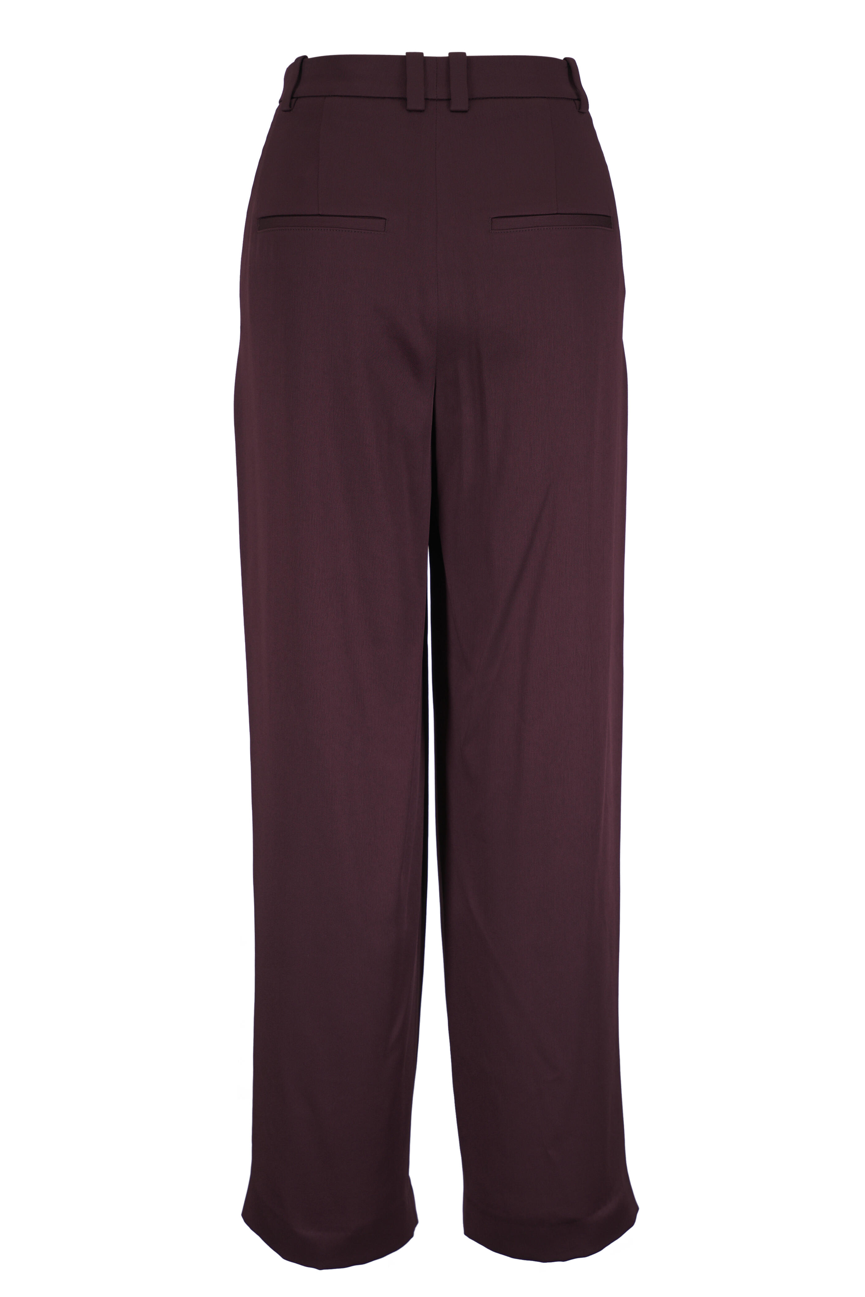Vince - Dark Fig Satin Pleated Wide Leg Pant