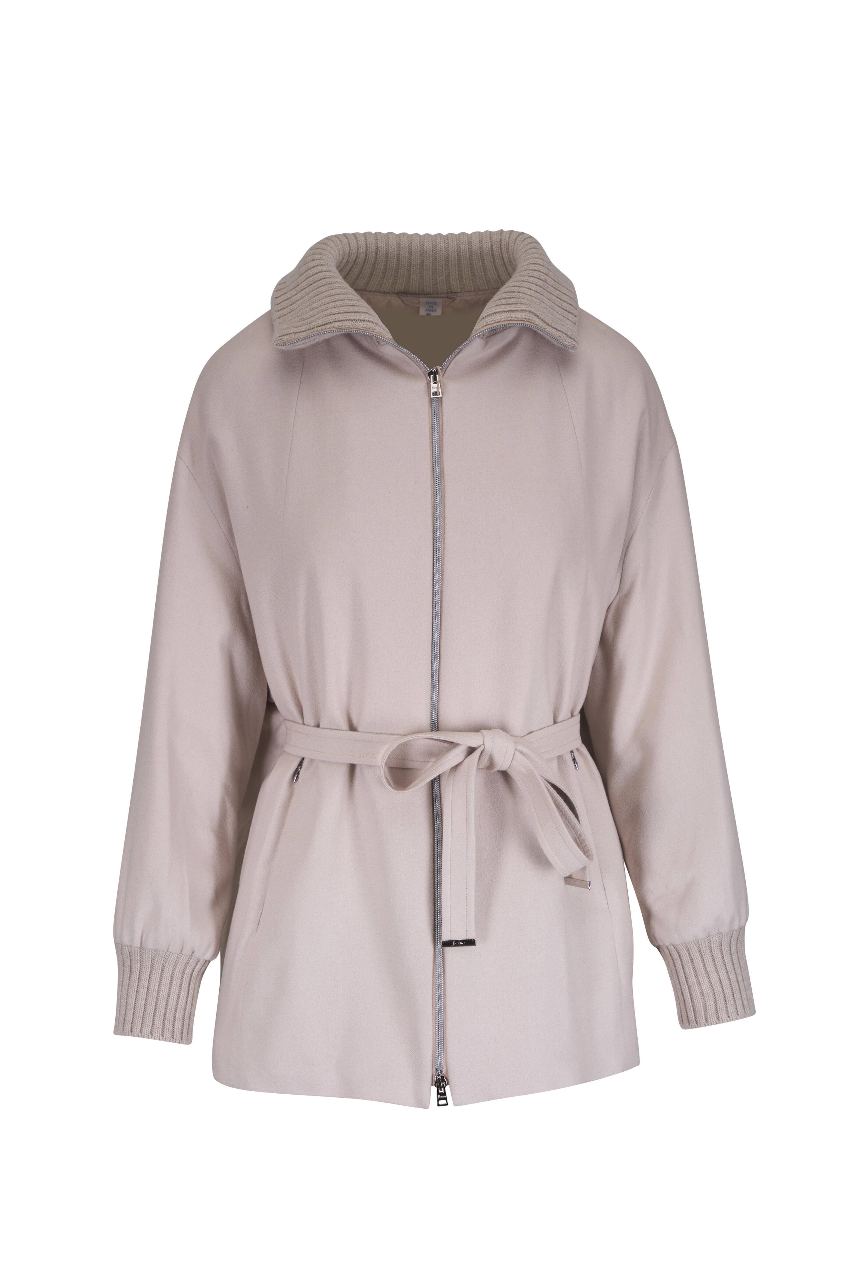 Herno - Beige Silk & Cashmere Padded Coat | Mitchell Stores
