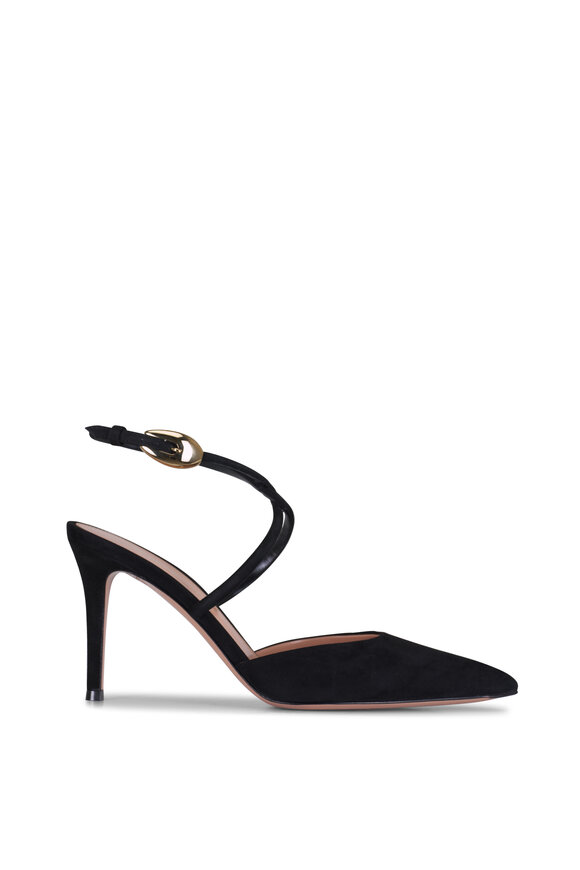 Gianvito Rossi Black Suede Criss-Cross Strap Mule, 85mm - view 4
