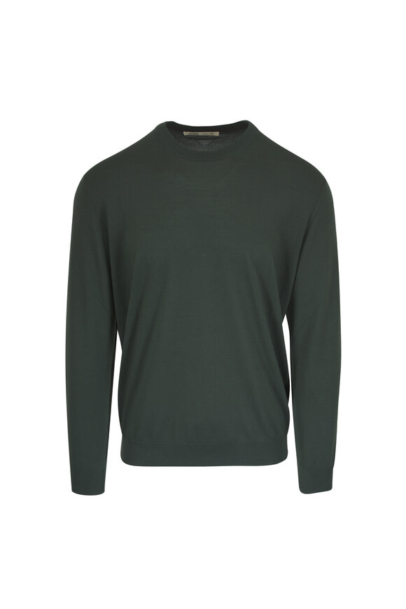 Maurizio Baldassari Como Dark Olive Wool Crewneck Sweater - view 1