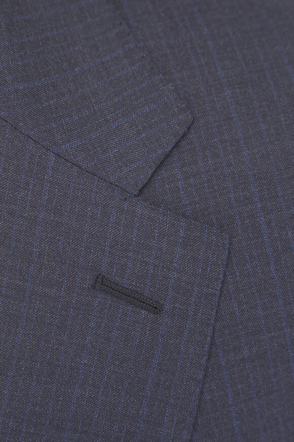 Canali Impeccabile Charcoal & Blue Pinstripe Wool Suit - view 4