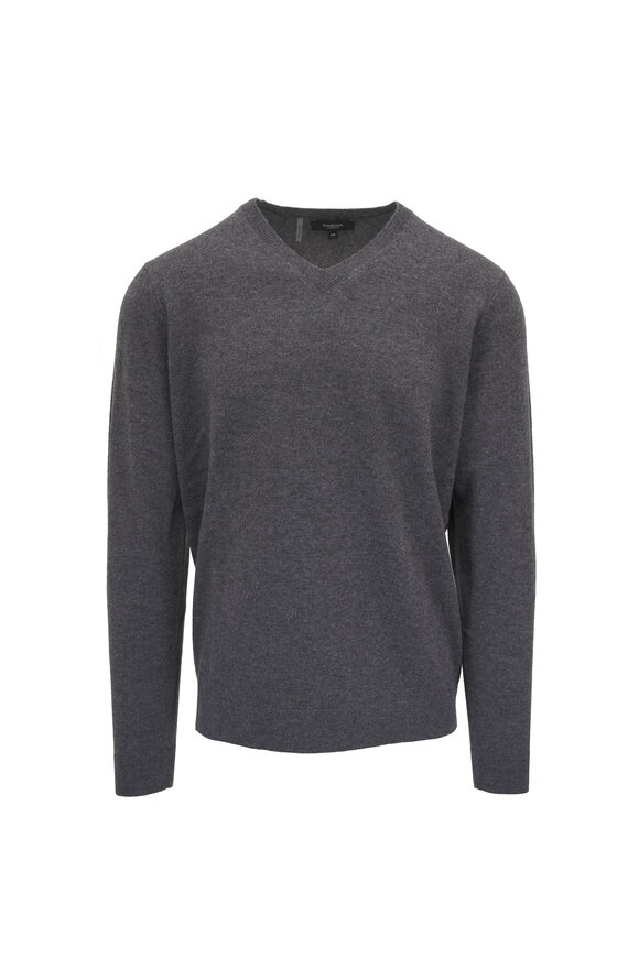 Kinross Charcoal Cashmere V-Neck Sweater