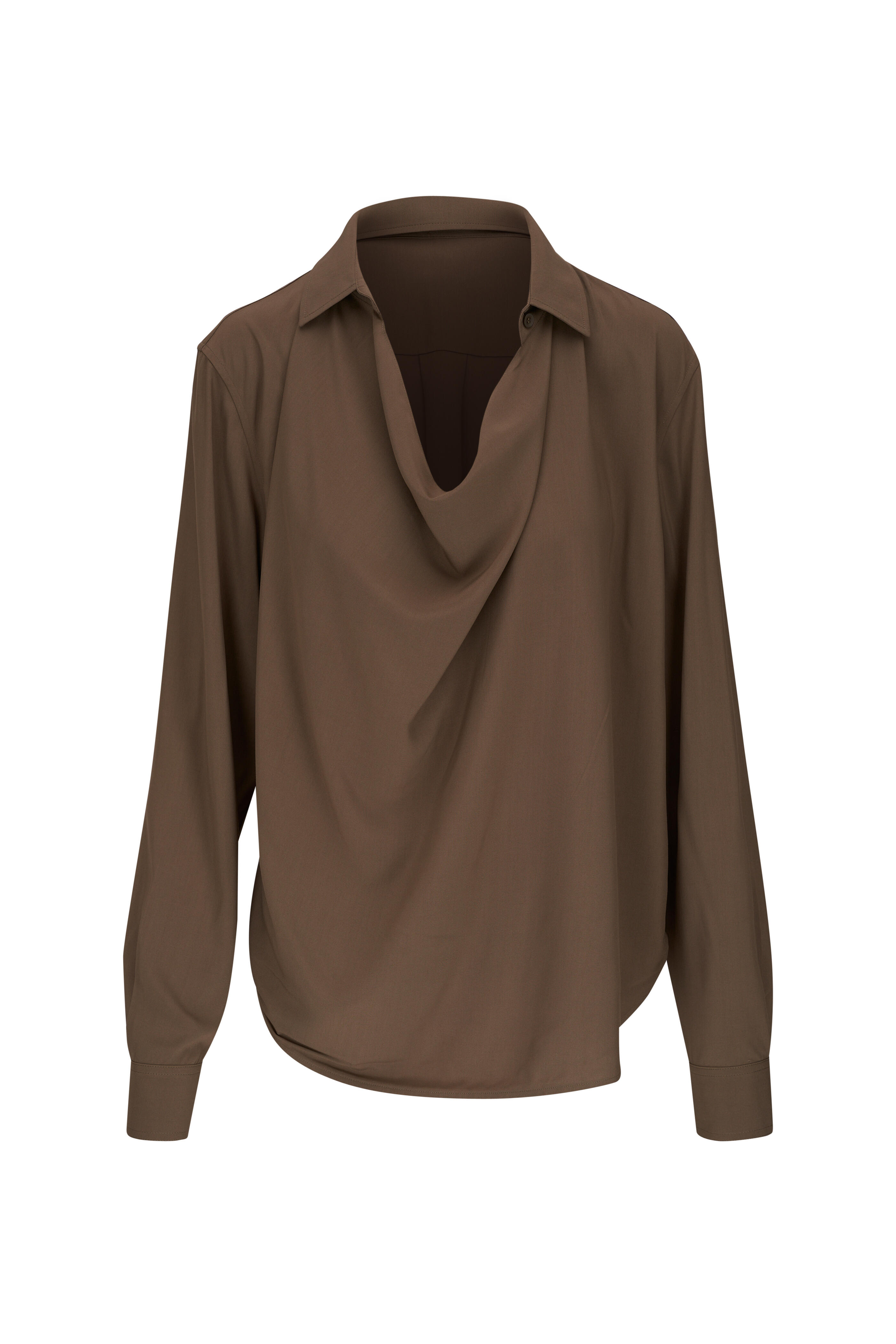 Totême - Ash Greige Draped Front Blouse