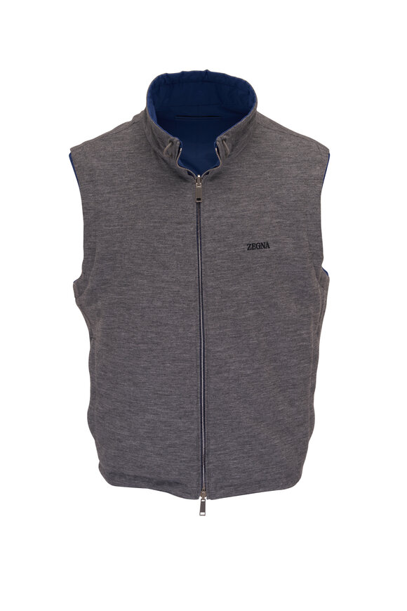 Zegna - Blue & Gray Reversible Vest 