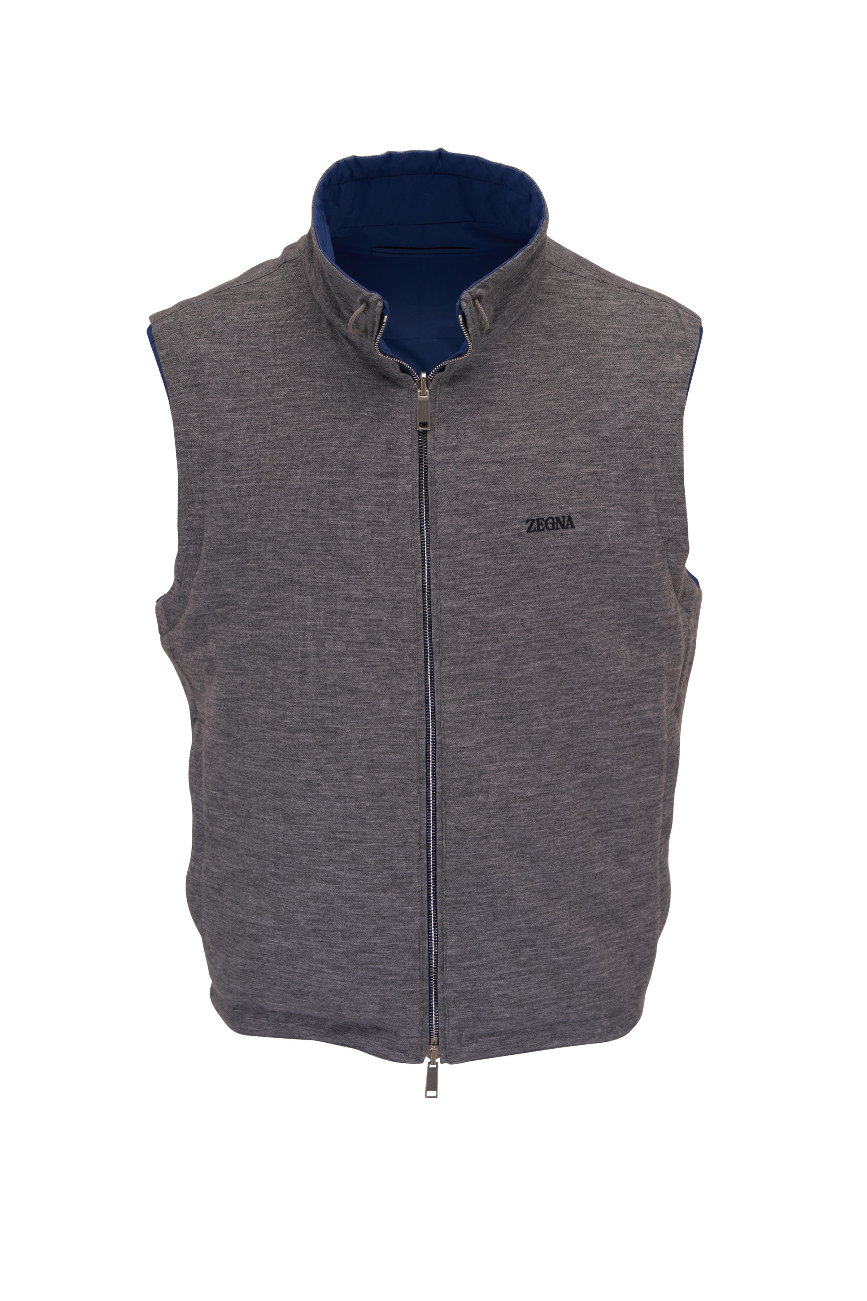 Zegna - Blue & Gray Reversible Vest | Mitchell Stores
