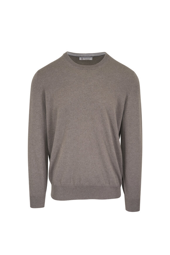 Brunello Cucinelli Army Green Cashmere Crewneck Sweater - view 1
